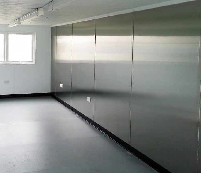 Stainless steel wall panel finish